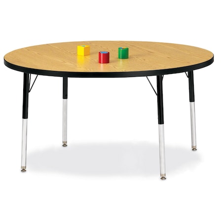 Jonti-Craft Berries Round Activity Table, 48 in. Diameter, A-height, Oak/Black/Black 6433JCA210
